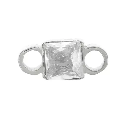 Distanziatore quadrato 6x3 mm in ossido di zirconio - acciaio inox 316L - cristallo x1