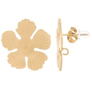 Orecchini a fiore 20 mm per cabochon da 3 mm - Acciaio inossidabile dorato 304L x2
