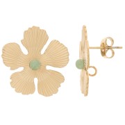 Orecchini a fiore 20 mm per cabochon da 3 mm - Acciaio inossidabile dorato 304L x2