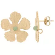 Orecchini a fiore 20 mm per cabochon da 3 mm - Acciaio inossidabile dorato 304L x2