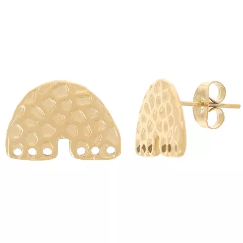 Orecchini a U martellati per lampadario 11x15,5 mm - Acciaio inossidabile 304 Dorato x2