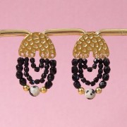 Orecchini a U martellate 11x15,5 mm - Acciaio 316L dorato x2