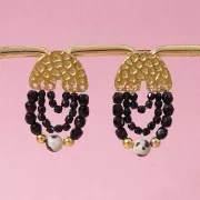 Orecchini a U martellate 11x15,5 mm - Acciaio 316L dorato x2