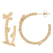 Orecchini aperti 27 mm con piccole foglie - Acciaio inox 304L dorato x2|raw }}