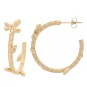 Orecchini aperti 27 mm con piccole foglie - Acciaio inox 304L dorato x2