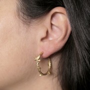 Orecchini aperti 27 mm con piccole foglie - Acciaio inox 304L dorato x2