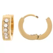 Orecchini tondi creoli da 13 mm con ossido di zirconio - Acciaio inossidabile 304L Gold x2