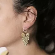 Orecchini a perno rotondi incassati 12 mm-Acciaio inox dorato 304L x2