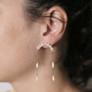 Orecchini a ponte 21x13 mm imitazione perla - Acciaio inossidabile dorato 304L x2