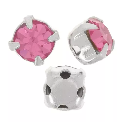 Chatons montés mm. 4 Rose x10