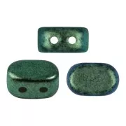 Perle in vetro Lipsi® di Puca® 4x6 mm - Green Turquoise Metallic Mat x10g