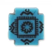 Perle piatte decorazione antica mm. 9 Turchese/Nero x5