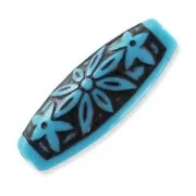 Oliva decorazione antica mm. 29 Turchese/Nero x1