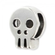 Passante teschio 12,5x10 mm per laccetto Placcatura argento antico x1|raw }}