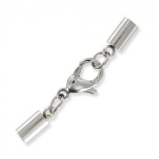 Chiusura moschettone 12 mm con terminale per laccetti mm. 3 Acciaio in|raw }}