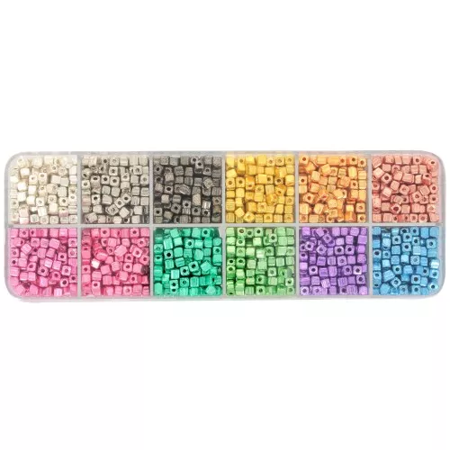 Assortimento di perle cubiche Preciosa Ornela 3,4x3,4 mm - Metallic x200g