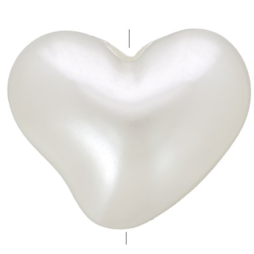 Perline a cuore rotondo 14x17 mm imitazione perla d'acqua dolce - Bianco perlato x10