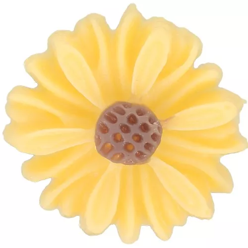Cabochon fiore di resina 13 mm - Giallo - Marrone x1