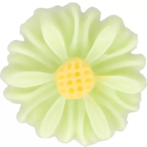 Cabochon fiore di resina 13 mm - Verde chiaro - Giallo x1
