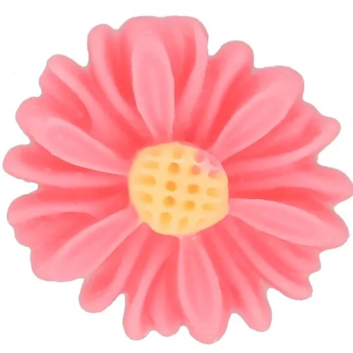 Cabochon fiore di resina 13 mm - Rosa - Giallo x1