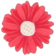 Cabochon Fiore in resina 13 mm - Rosso - Bianco x1