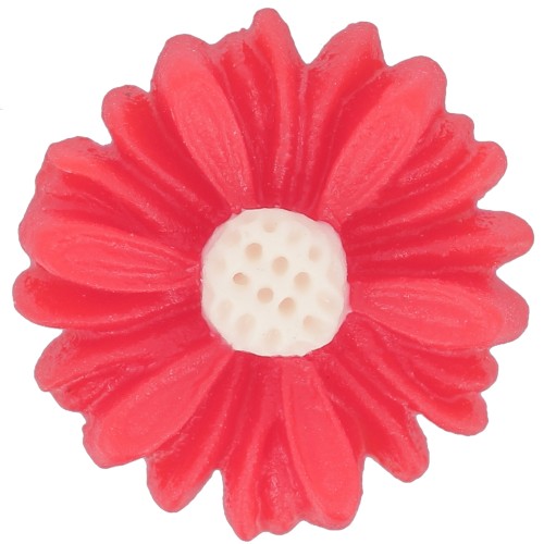 Cabochon Fiore in resina 13 mm - Rosso - Bianco x1