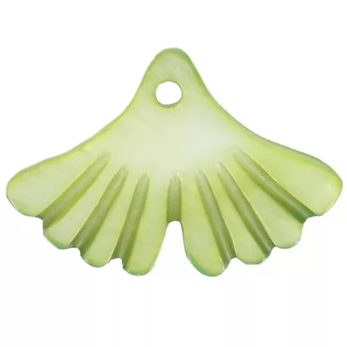 Zecchino foglia di ginkgo 12x17 mm in madreperla colorata - Verde x1