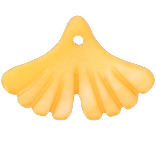 Zecchino foglia di ginkgo 12x17 mm in madreperla colorata - Sunshine Yellow x1