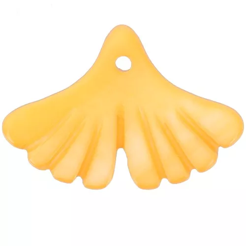 Zecchino foglia di ginkgo 12x17 mm in madreperla colorata - Sunshine Yellow x1