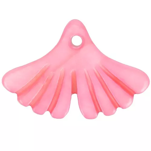 Zecchino foglia di ginkgo 12x17 mm in madreperla colorata - Rosa x1