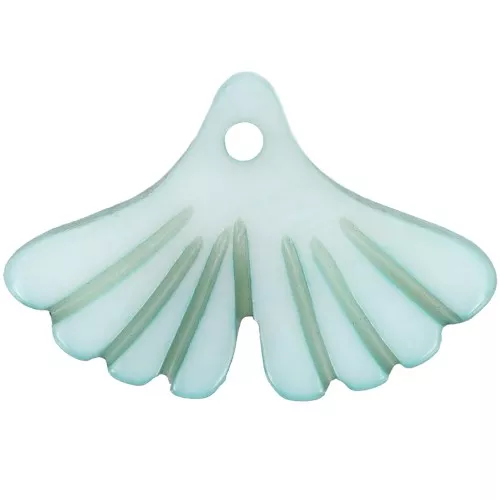 Zecchino foglia di ginkgo 12x17 mm in madreperla colorata - Azzurro x1