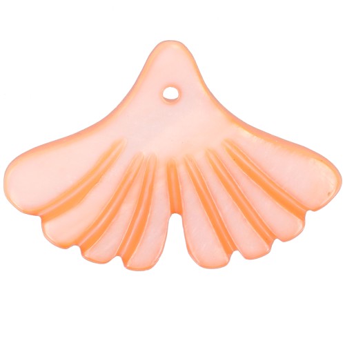 Zecchino foglia di ginkgo 12x17 mm in madreperla colorata - Arancione x1