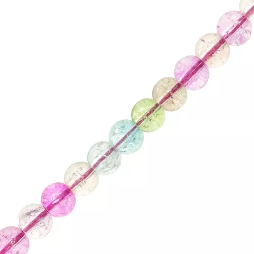 Perline di vetro rotonde 6,5 mm - Cracked Beads - Multicolore x38cm