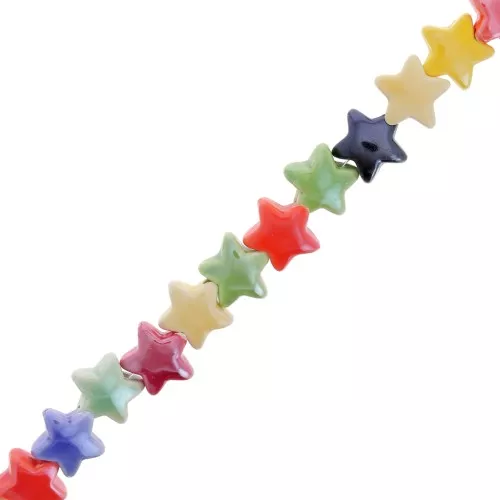 Perline a stella in ceramica 14 mm - Multicolore x29cm