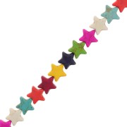 Perline a stella 15 mm imitazione pietra Howlite colorata - Multicolore x38cm|raw }}