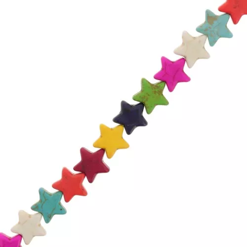 Perline a stella 15 mm imitazione pietra Howlite colorata - Multicolore x38cm