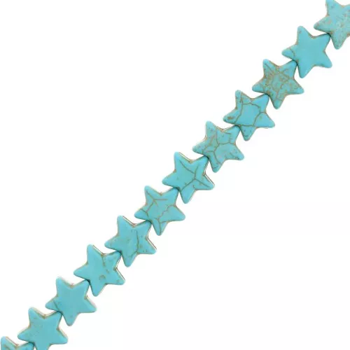 Perline a stella 15 mm imitazione pietra colorata Howlite - Turchese x38cm
