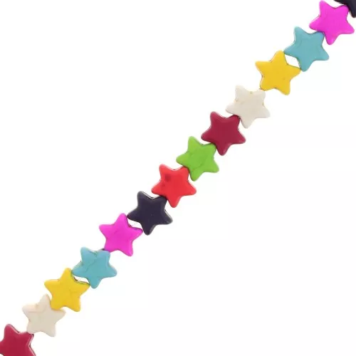 Perline a stella 12 mm imitazione pietra colorata Howlite - Multicolore x37cm