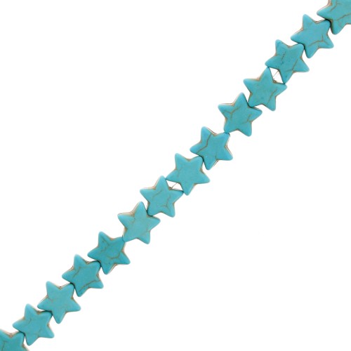 Perline a stella 12 mm imitazione pietra colorata Howlite - Turchese x37cm