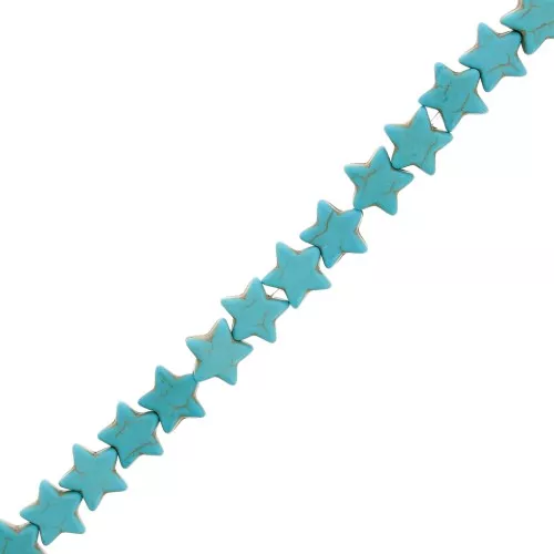 Perline a stella 12 mm imitazione pietra colorata Howlite - Turchese x37cm
