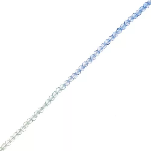 Perline tonde sfaccettate 2 mm -Tie and dye- Blu - Trasparente x36cm