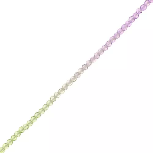 Perline tonde sfaccettate 2 mm - Tie and dye - Lilla - Verde - Cristallo x37cm
