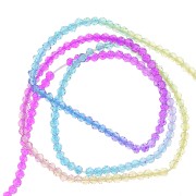 Perline tonde sfaccettate 2 mm - Tie and dye - Fucsia - Turchese - Giallo x37cm