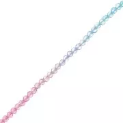 Perline rotonde sfaccettate 3 mm -Tie and dye - Azzurro - Rosa - Lilla x36cm