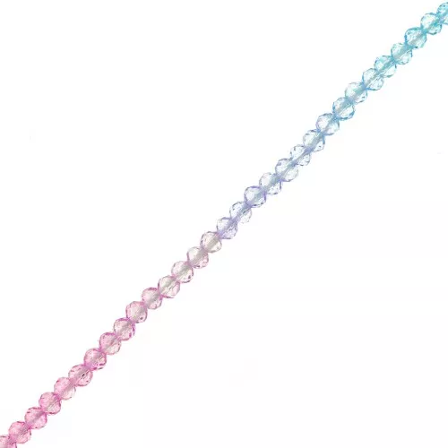 Perline rotonde sfaccettate 3 mm -Tie and dye - Azzurro - Rosa - Lilla x36cm