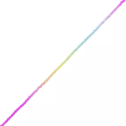 Perline tonde sfaccettate 3 mm - Tie and dye - Fucsia - Blu - Verde x37cm