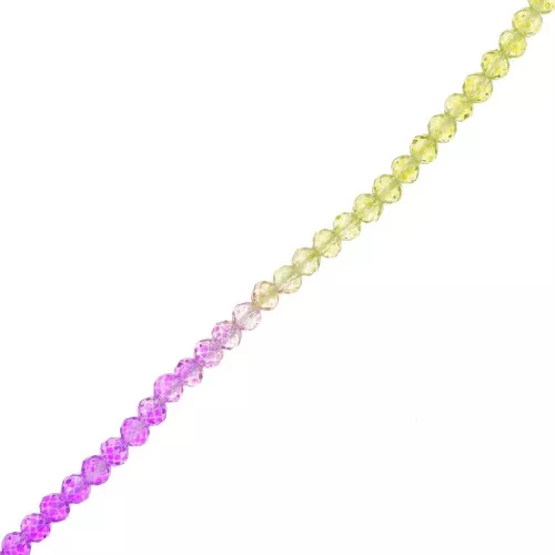 Perline tonde sfaccettate 3 mm - Tie and dye - Viola - Verde - Nudo x36cm