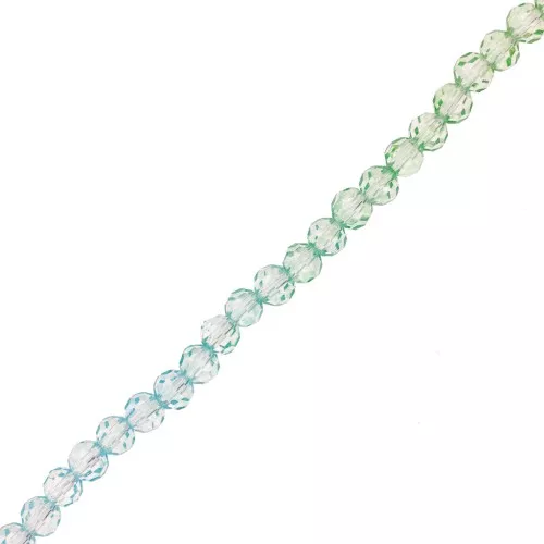 Perline rotonde sfaccettate 4 mm - Tie and dye - Blu - Verde chiaro x35cm