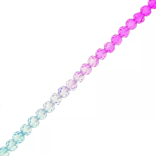 Perline tonde sfaccettate 4 mm - Tie and dye - Azzurro - Lilla - Fucsia x34cm
