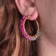 Perline tonde sfaccettate 4 mm - Tie and dye - Azzurro - Lilla - Fucsia x34cm